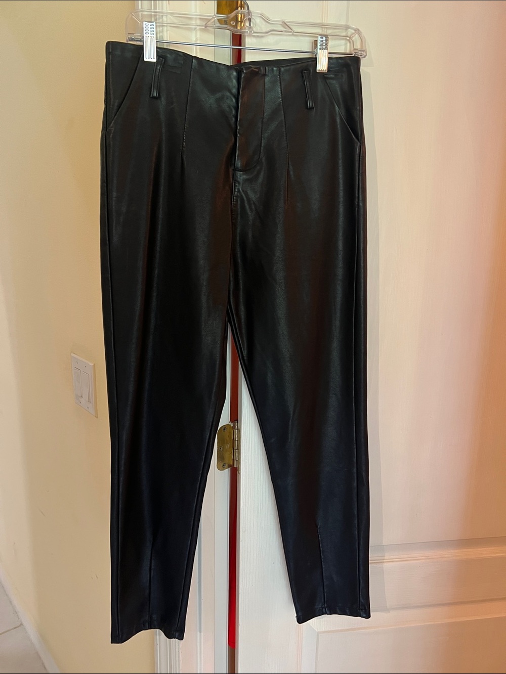 Women's Black Faux Leather Trousers